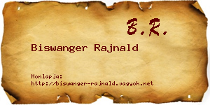 Biswanger Rajnald névjegykártya
